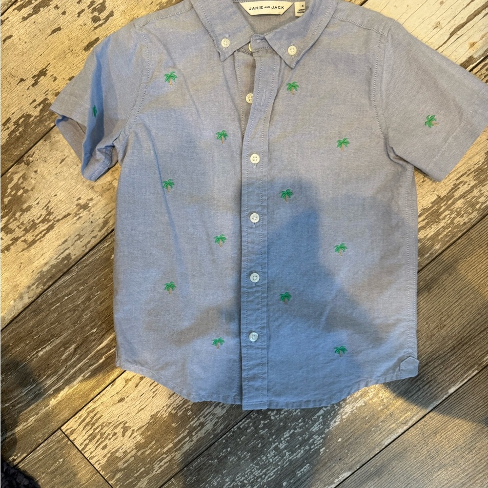 Janie and Jack Blue and Green Button Down Shirt